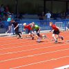 03-50m Sprint der Jungen (Max Machens (1.v.l.), Paul Euskirchen (3.v.l.) und Phil Reuter (2. v.r.))